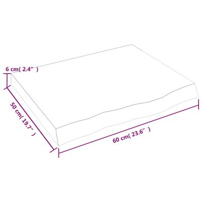 vidaXL Επιφάνεια Τραπεζιού 60x50x(2-6) εκ Ακατέργαστο Μασίφ Ξύλο Δρυός