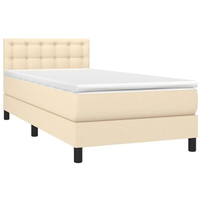 vidaXL Κρεβάτι Boxspring με Στρώμα Κρεμ 90x190 εκ.Υφασμάτινο