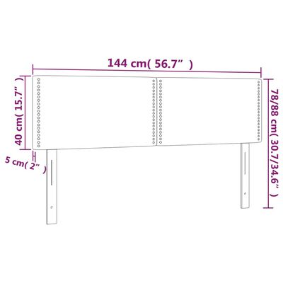 vidaXL Κεφαλάρια Κρεβατιού 2 τεμ. Μαύρα 72x5x78/88 εκ. Υφασμάτινα