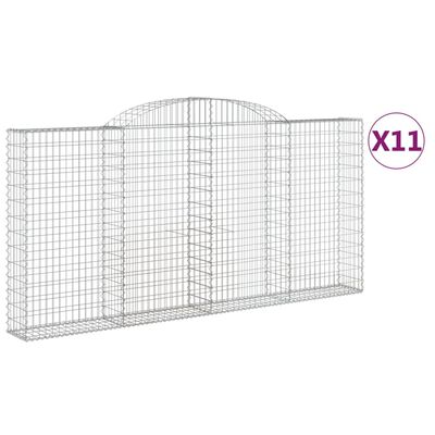 vidaXL Συρματοκιβώτια Τοξωτά 11 τεμ. 300x30x140/160 εκ. Γαλβαν. Ατσάλι