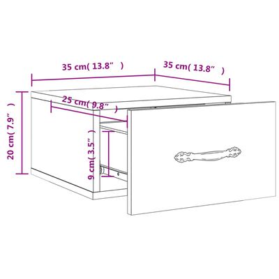 vidaXL Κομοδίνο Επιτοίχιο Γκρι Σκυροδέματος 35 x 35 x 20 εκ.