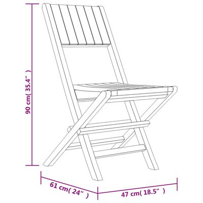 vidaXL Καρέκλες Κήπου Πτυσσόμενες 6 τεμ. 47x61x90 εκ. Μασίφ Ξύλο Teak