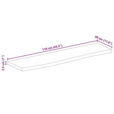 vidaXL Επιφάνεια Τραπεζιού 110x30x2,5 εκ. Live Edge Μασίφ Ξύλο Μάνγκο