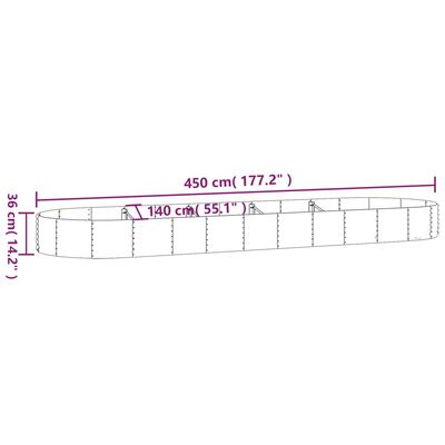 vidaXL Ζαρντινιέρα Ασημί 450x140x36 εκ. Ατσάλι με Ηλεκτρ. Βαφή Πούδρας