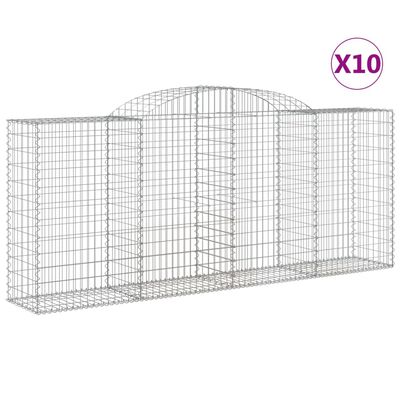 vidaXL Συρματοκιβώτια Τοξωτά 10 τεμ. 300x50x120/140 εκ. Γαλβαν. Ατσάλι