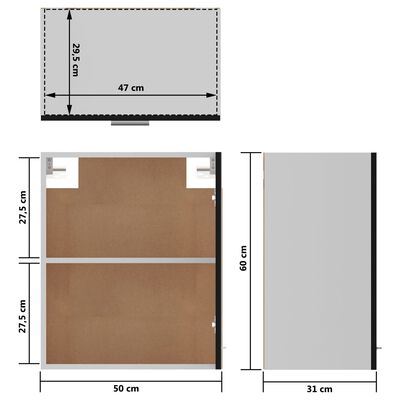 vidaXL Ντουλάπια Κρεμαστά 2 τεμ. Μαύρα 50x31x60 εκ. Μοριοσανίδα