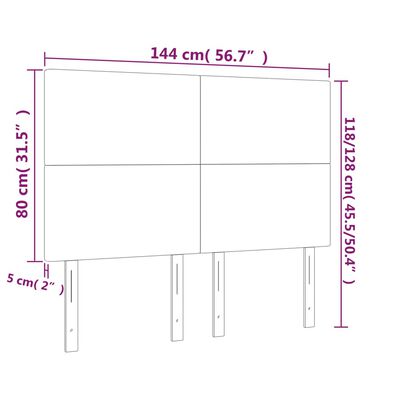 vidaXL Κεφαλάρι Κρεβατιού LED Λευκό 144x5x118/128 εκ