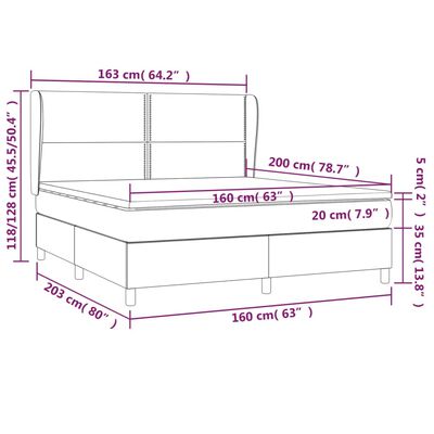 vidaXL Κρεβάτι Boxspring με Στρώμα Λευκό 160x200εκ.από Συνθετικό Δέρμα