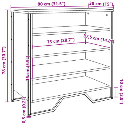 vidaXL Παπουτσοθήκη Γκρι Sonoma 80x38x78 εκ. από Επεξεργασμένο Ξύλο