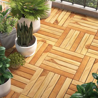 vidaXL Πλακάκια Deck 30 τεμ. 30 x 30 εκ. από Μασίφ Ξύλο Teak