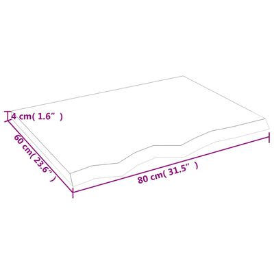 vidaXL Επιφ Τραπεζιού Αν Καφέ 80x60x(2-4)εκ. Επεξ. Μασίφ Ξύλο Δρυός