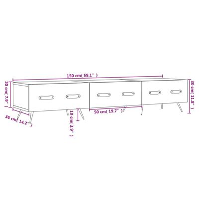 vidaXL Έπιπλο Τηλεόρασης Γκρι Σκυροδέματος 150x36x30 εκ. Επεξ. Ξύλο