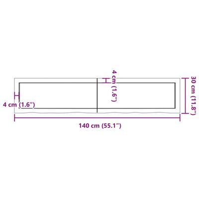 vidaXL Πάγκος Μπάνιου Σκούρο Καφέ 140x30x(2-6) εκ. Επεξεργ. Μασίφ Ξύλο