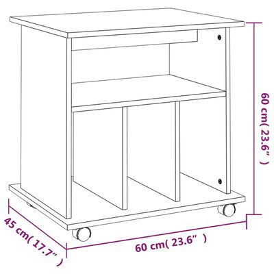 vidaXL Ντουλάπι Με Ροδάκια Καπνιστή Δρυς 60 x 45 x 60 εκ. Επεξ. Ξύλο