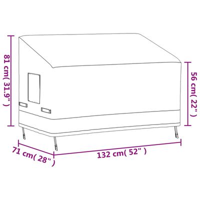 vidaXL Κάλυμμα Διθέσιος Πάγκου Μπεζ 132x71x56/81εκ Ύφασμα Oxford 600D