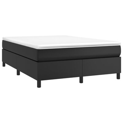 vidaXL Κρεβάτι Boxspring με Στρώμα Μαύρο 140x190εκ.από Συνθετικό Δέρμα