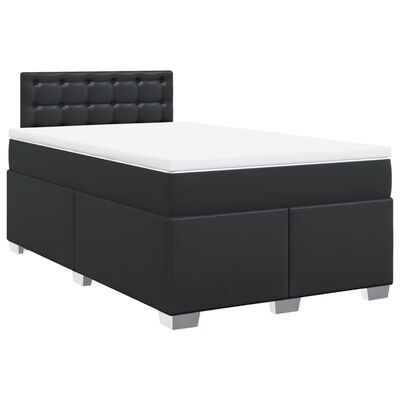 vidaXL Κρεβάτι Boxspring με Στρώμα Μαύρο 120 x 200 εκ. Συνθετικό Δέρμα