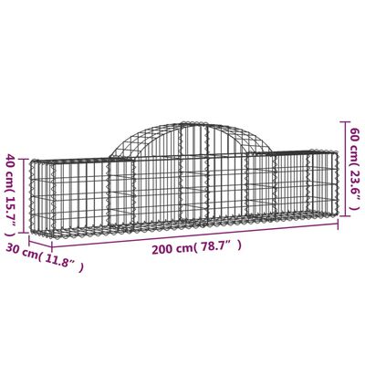 vidaXL Συρματοκιβώτια Τοξωτά 5 τεμ. 200x30x40/60 εκ. Γαλβαν. Ατσάλι