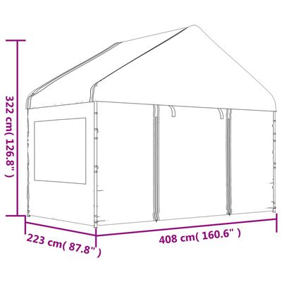 vidaXL Κιόσκι με Τέντα Λευκό 8,92 x 4,08 x 3,22 μ. από Πολυαιθυλένιο