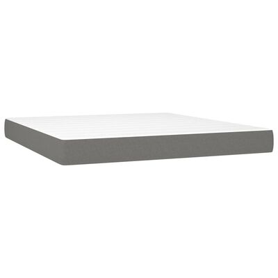 vidaXL Κρεβάτι Boxspring με Στρώμα & LED Σκ.Γκρι 180x200 εκ Υφασμάτινο