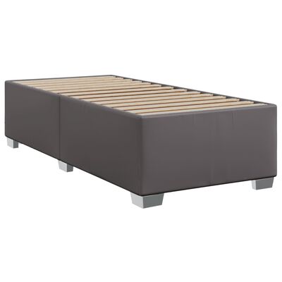 vidaXL Κρεβάτι Boxspring με Στρώμα Γκρι 90x190 εκ. από Συνθετικό Δέρμα