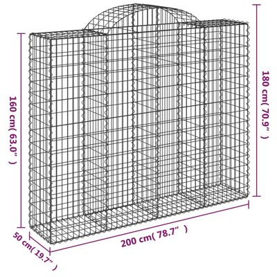 vidaXL Συρματοκιβώτια Τοξωτά 7 τεμ. 200x50x160/180 εκ. Γαλβαν. Ατσάλι