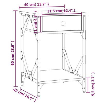 vidaXL Κομοδίνα 2 τεμ. Καφέ Δρυ 40x42x60 εκ. από Επεξεργ. Ξύλο