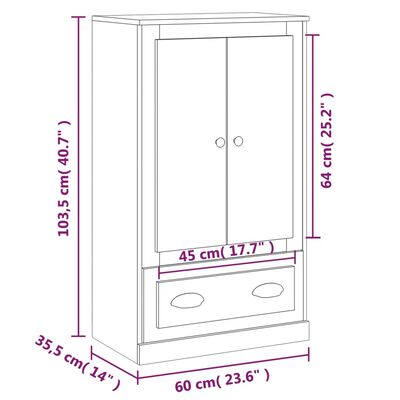 vidaXL Ντουλάπι Γυαλ. Λευκό 60x35,5x103,5 εκ. από Επεξεργασμένο Ξύλο