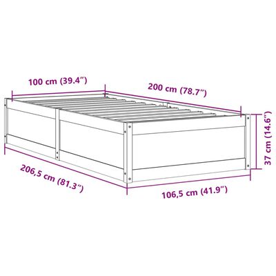 vidaXL Σκελετός Κρεβατιού Χωρίς Στρώμα 100x200 εκ. Μασίφ Πεύκο