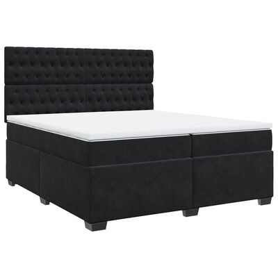 vidaXL Κρεβάτι Boxspring με Στρώμα Μαύρο 200x200 εκ. Βελούδινο