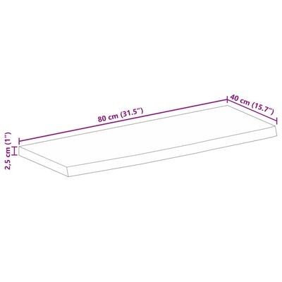 vidaXL Επιφάνεια Τραπεζιού 80x40x2,5 εκ. Live Edge Μασίφ Ξύλο Μάνγκο