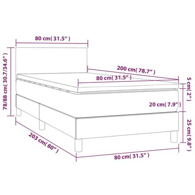 vidaXL Κρεβάτι Boxspring με Στρώμα Ανοιχτό Γκρι 80x200 εκ. Υφασμάτινο