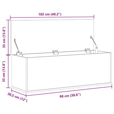 vidaXL Κουτί Αποθήκευσης Καπνιστή Δρυς 102x35x35εκ. Επεξεργασμένο Ξύλο