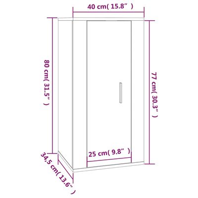 vidaXL Έπιπλα Τηλεόρασης Επιτοίχια Sonoma Δρυς 40x34,5x80 εκ