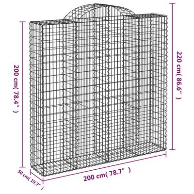 vidaXL Συρματοκιβώτια Τοξωτά 14 τεμ. 200x50x200/220 εκ. Γαλβαν. Ατσάλι