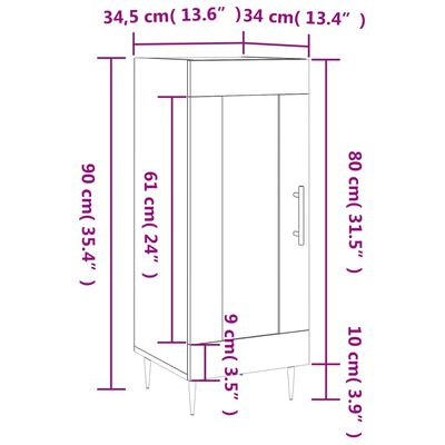 vidaXL Ντουλάπι Καπνιστή Δρυς 34,5 x 34 x 90 εκ. Επεξεργασμένο Ξύλο