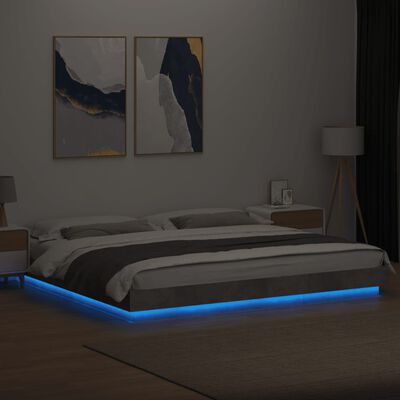 vidaXL Πλαίσιο Κρεβατιού με LED Γκρι Σκυρ. 180x200 εκ. Επεξ. Ξύλο