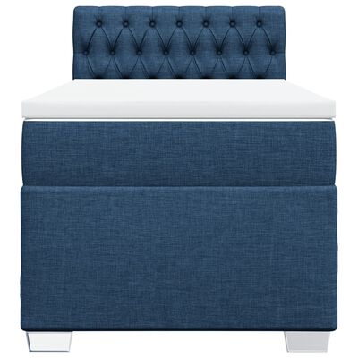 vidaXL Κρεβάτι Boxspring με Στρώμα Μπλε 90x190 εκ.Υφασμάτινο