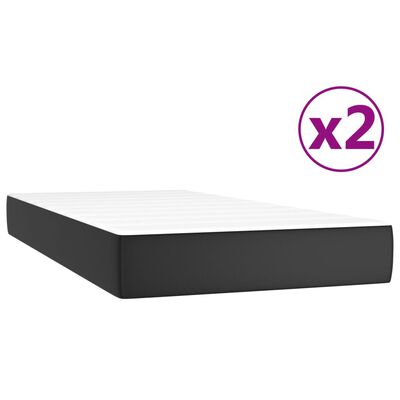 vidaXL Κρεβάτι Boxspring με Στρώμα Μαύρο 200x200 εκ. Συνθετικό Δέρμα