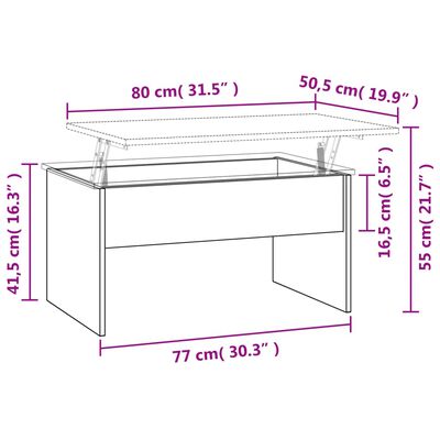 vidaXL Τραπεζάκι Σαλονιού Γυαλ. Λευκό 80x50,5x41,5 εκ. Επεξεργ. Ξύλο