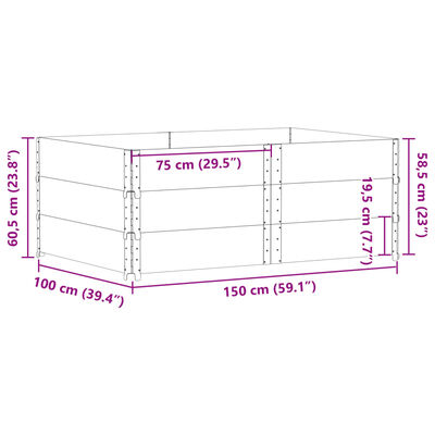 vidaXL Κολάρα Παλέτας 3 τεμ. Μαύρο 150x100 εκ. από Μασίφ Ξύλο Πεύκου