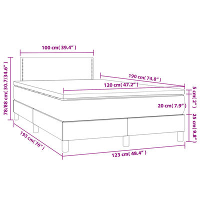 vidaXL Κρεβάτι Boxspring με Στρώμα Γκρι 120x190εκ. από Συνθετικό Δέρμα