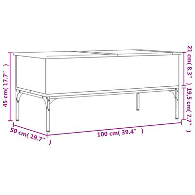 vidaXL Τραπεζάκι Σαλονιού Sonoma Δρυς 100x50x45εκ Επεξ. Ξύλο + Μέταλλο