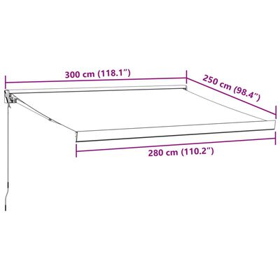 vidaXL Τέντα Πτυσσόμενη Ανθρακί / Λευκή 3 x 2,5 μ. Ύφασμα / Αλουμίνιο