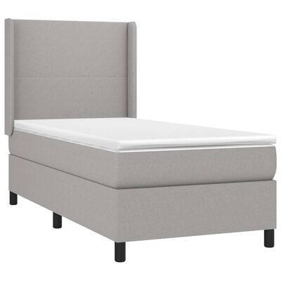 vidaXL Κρεβάτι Boxspring με Στρώμα Ανοιχτό Γκρι 80x200 εκ. Υφασμάτινο