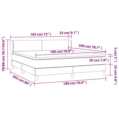 vidaXL Κρεβάτι Boxspring με Στρώμα Ανοιχτό Γκρι 180x200 εκ. Υφασμάτινο