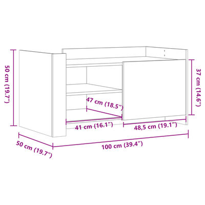 vidaXL Τραπεζάκι Σαλονιού Γκρι Sonoma 100x50x50 εκ. Επεξεργασμένο Ξύλο