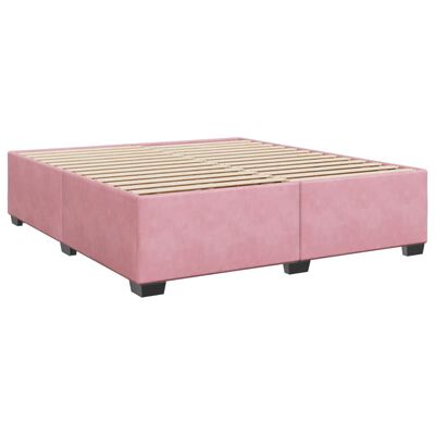 vidaXL Κρεβάτι Boxspring με Στρώμα Ροζ 200x200 εκ. Βελούδινο