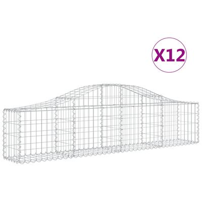 vidaXL Συρματοκιβώτια Τοξωτά 12 τεμ. 200x30x40/60 εκ. Γαλβαν. Ατσάλι