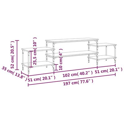 vidaXL Έπιπλο Τηλεόρασης Sonoma Δρυς 197x35x52 εκ. Επεξεργ. Ξύλο